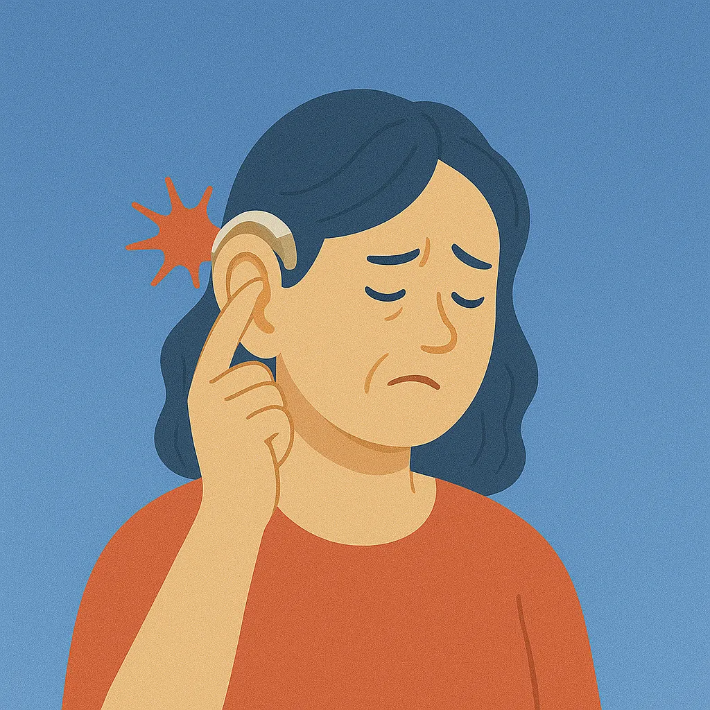 Discomfort or irritation while wearing the aid